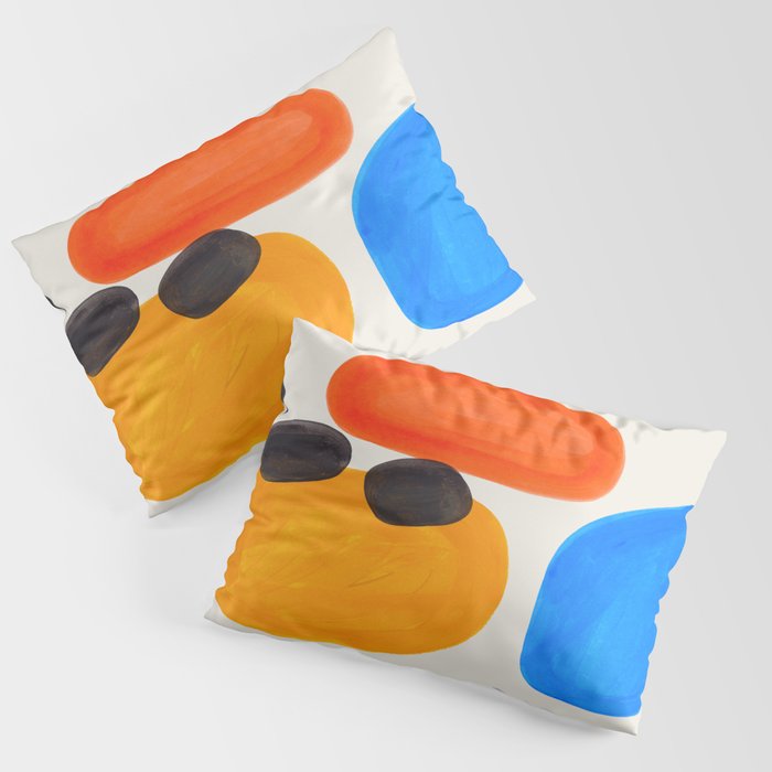Minimalist Modern Mid Century Colorful Abstract Shapes Primary Colors Yellow Orange Blue Bubbles Pillow Sham Gallery Image 3