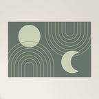 Mid Century Modern Geometric 126 in Forest Green Shades (Rainbow and Sun Abstraction) Welcome Mat Gallery Image 1