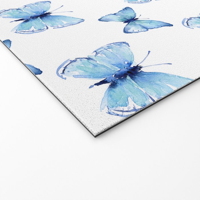 Blue Butterfly Watercolor Welcome Mat Gallery Image 2