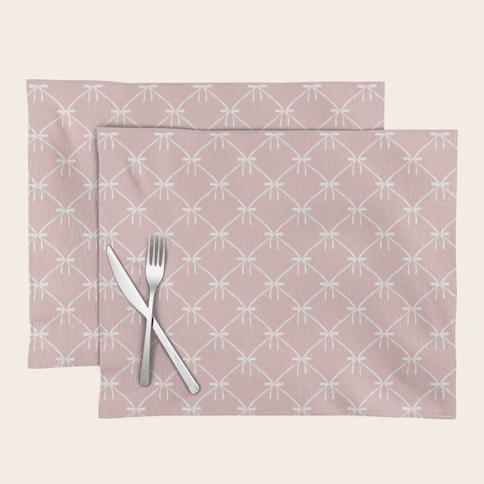 Bows & Ribbons Pattern LVII Pastel Pink Placemat Gallery Image 1