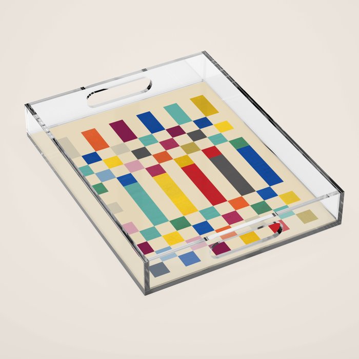 Modern Playful Checkered Abstract Acrylic Tray Gallery Image 1