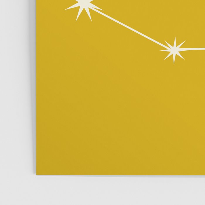 Capricorn Zodiac Star Constellation Line Art Golden Yellow Poster Gallery Image 3