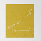 Capricorn Zodiac Star Constellation Line Art Golden Yellow Throw Blanket Gallery Image 2