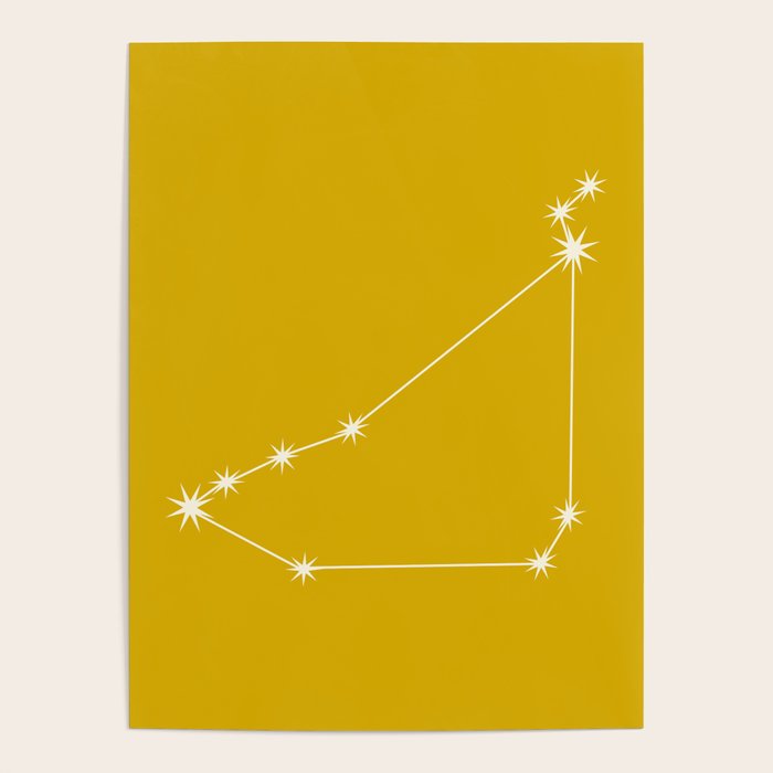 Capricorn Zodiac Star Constellation Line Art Golden Yellow Poster Gallery Image 4