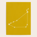 Capricorn Zodiac Star Constellation Line Art Golden Yellow Poster Gallery Image 4