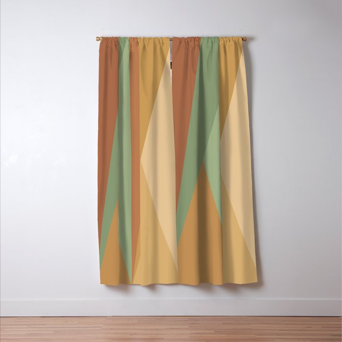 Geometric Triangles XII Earthy Rustic Window Curtain Gallery Image 3