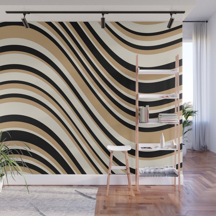 Wavy Stripes VII - Neutral Vintage Wall Mural Gallery Image 1