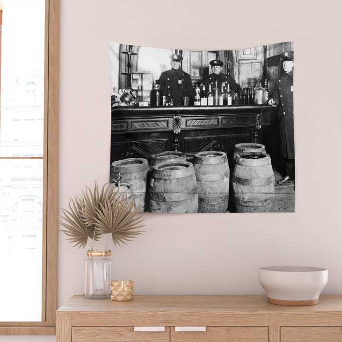 Prohibition - Speakeasy Police Raid Bootlegger - Moonshine Alcohol Wall Tapestry Gallery Image 2