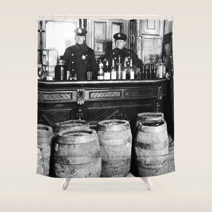 Prohibition - Speakeasy Police Raid Bootlegger - Moonshine Alcohol Shower Curtain Gallery Image 1