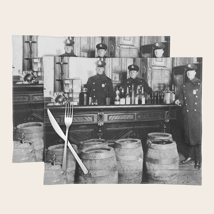 Prohibition - Speakeasy Police Raid Bootlegger - Moonshine Alcohol Placemat Gallery Image 1