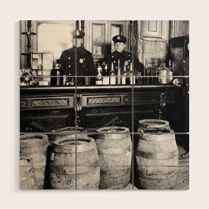 Prohibition - Speakeasy Police Raid Bootlegger - Moonshine Alcohol Wood Wall Art Gallery Image 1