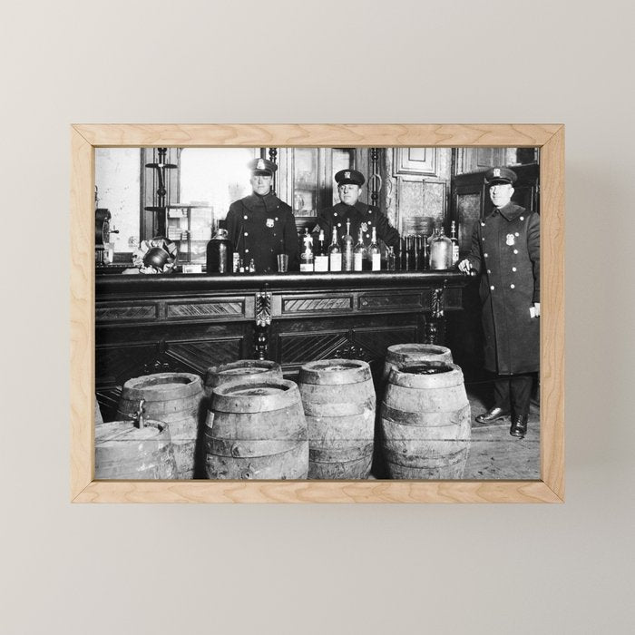 Prohibition - Speakeasy Police Raid Bootlegger - Moonshine Alcohol Mini Art Print Gallery Image 1