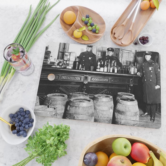 Prohibition - Speakeasy Police Raid Bootlegger - Moonshine Alcohol Cutting Board Gallery Image 2