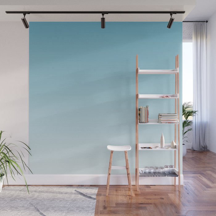 Dreamy Ombre Soft Sky Blue Aura Gradient Wall Mural Gallery Image 1