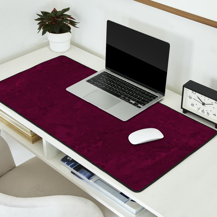 Hand painted modern abstract burgundy marble watercolor Desk Mat Gallery Image 2