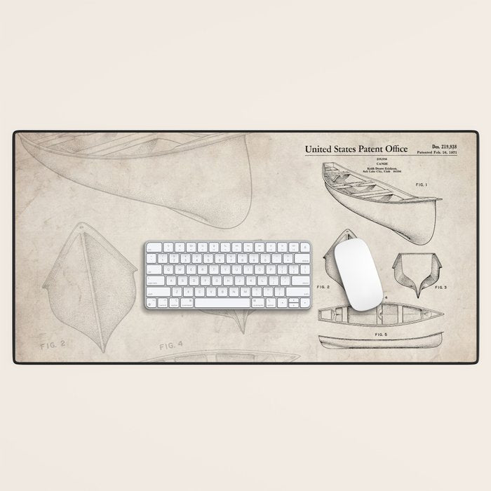 Canoe Patent - Kayak Art - Antique Desk Mat Gallery Image 1