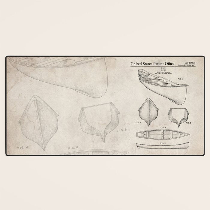 Canoe Patent - Kayak Art - Antique Desk Mat Gallery Image 3