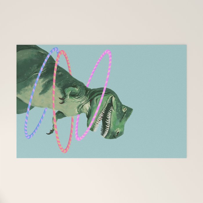 T-Rex the Hula Dancer in Green Welcome Mat Gallery Image 1