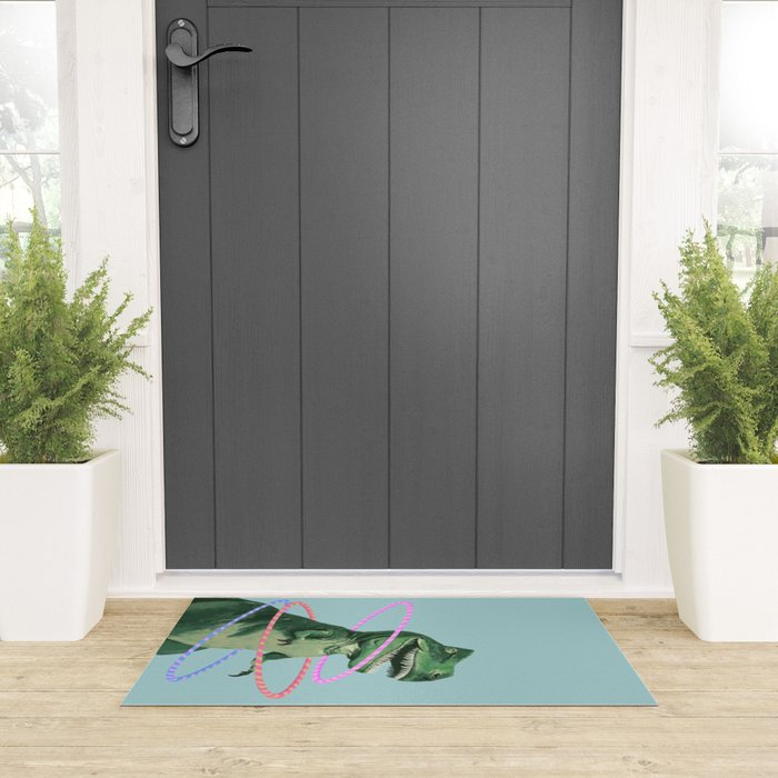 T-Rex the Hula Dancer in Green Welcome Mat Gallery Image 3