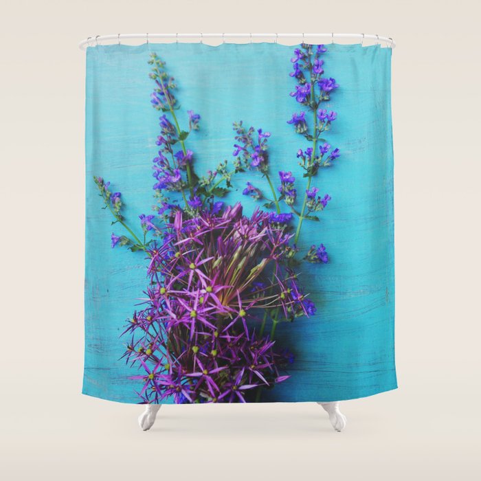 She Found Stray Flowers and Brought Them Home Shower Curtain Gallery Image 1