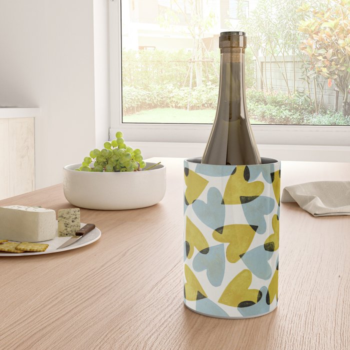 Linocut Hearts / Blue & Yellow Wine Chiller Gallery Image 4
