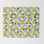 Linocut Hearts / Blue & Yellow Throw Blanket Gallery Image 2