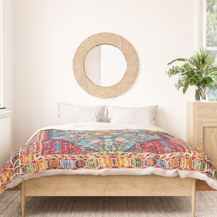 Colorful Kaleidoscope: Vintage Bohemian Moroccan Art Duvet Cover Gallery Image 3