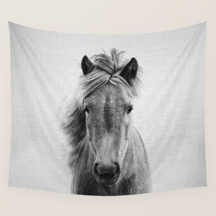 Wild Horse - Black & White Wall Tapestry Gallery Image 4