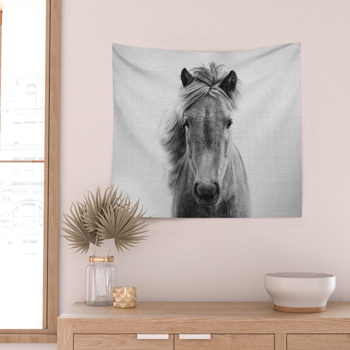 Wild Horse - Black & White Wall Tapestry Gallery Image 2