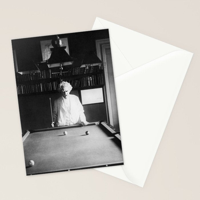 1891 Mark Twain playing billiards, pool black and white vintage photograph / photography Stationery Card Gallery Image 2