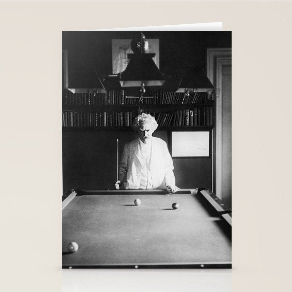 1891 Mark Twain playing billiards, pool black and white vintage photograph / photography Stationery Card Gallery Image 2