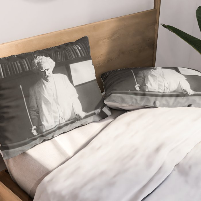 1891 Mark Twain playing billiards, pool black and white vintage photograph / photography Pillow Sham Gallery Image 2