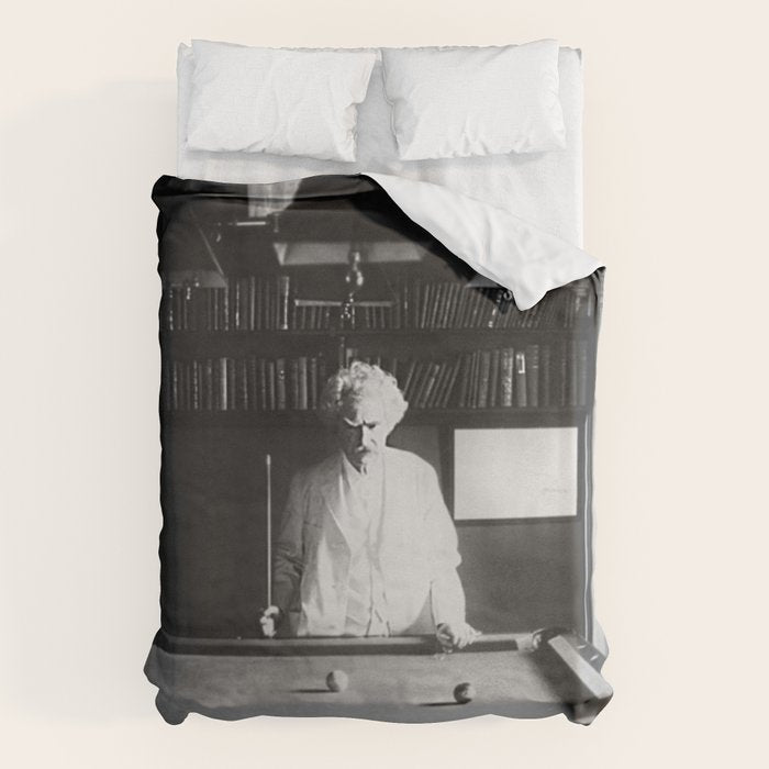 1891 Mark Twain playing billiards, pool black and white vintage photograph / photography Duvet Cover Gallery Image 6