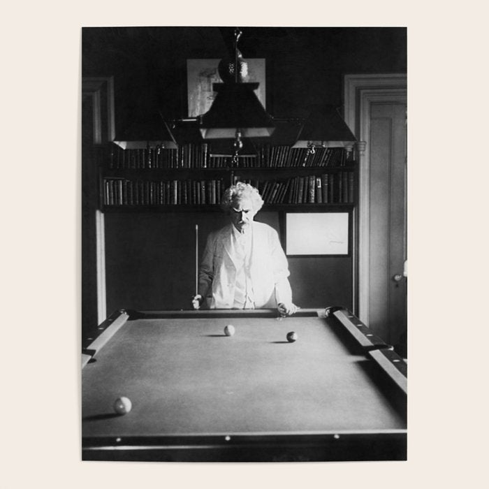 1891 Mark Twain playing billiards, pool black and white vintage photograph / photography Poster Gallery Image 4