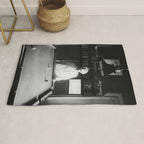1891 Mark Twain playing billiards, pool black and white vintage photograph / photography Rug Gallery Image 1