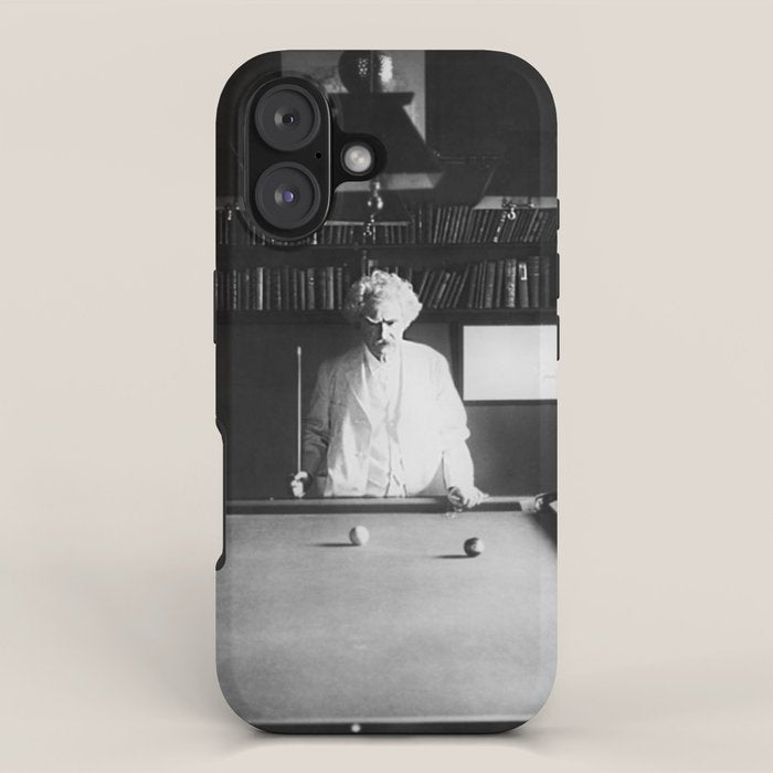 1891 Mark Twain playing billiards, pool black and white vintage photograph / photography iPhone Case Gallery Image 1