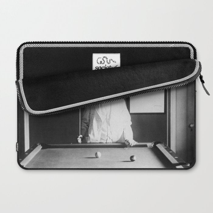 1891 Mark Twain playing billiards, pool black and white vintage photograph / photography Laptop Sleeve Gallery Image 2