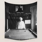 1891 Mark Twain playing billiards, pool black and white vintage photograph / photography Wall Tapestry Gallery Image 4
