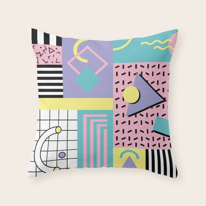 Memphis Pattern 27 - 80s - 90s Retro / 1st year anniversary design Throw Pillow Gallery Image 1