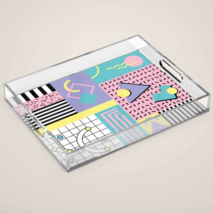 Memphis Pattern 27 - 80s - 90s Retro / 1st year anniversary design Acrylic Tray Gallery Image 1