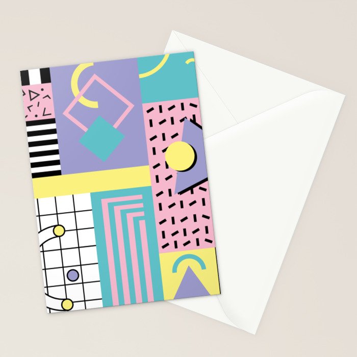 Memphis Pattern 27 - 80s - 90s Retro / 1st year anniversary design Stationery Card Gallery Image 2