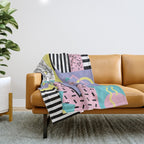 Memphis Pattern 27 - 80s - 90s Retro / 1st year anniversary design Throw Blanket Gallery Image 1