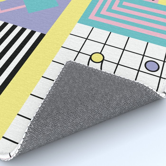 Memphis Pattern 27 - 80s - 90s Retro / 1st year anniversary design Rug Gallery Image 4