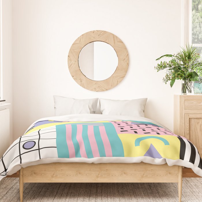 Memphis Pattern 27 - 80s - 90s Retro / 1st year anniversary design Duvet Cover Gallery Image 3