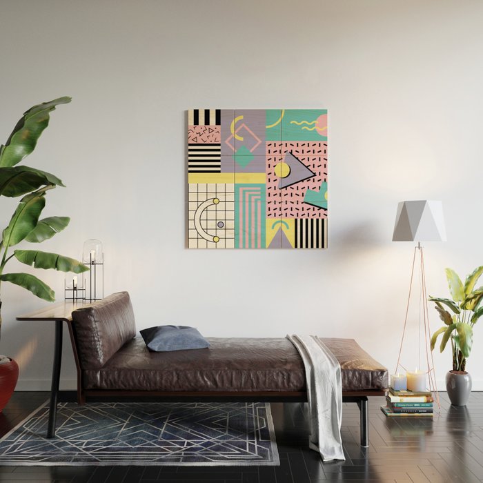 Memphis Pattern 27 - 80s - 90s Retro / 1st year anniversary design Wood Wall Art Gallery Image 2