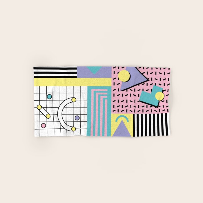 Memphis Pattern 27 - 80s - 90s Retro / 1st year anniversary design Bath Towel Gallery Image 1