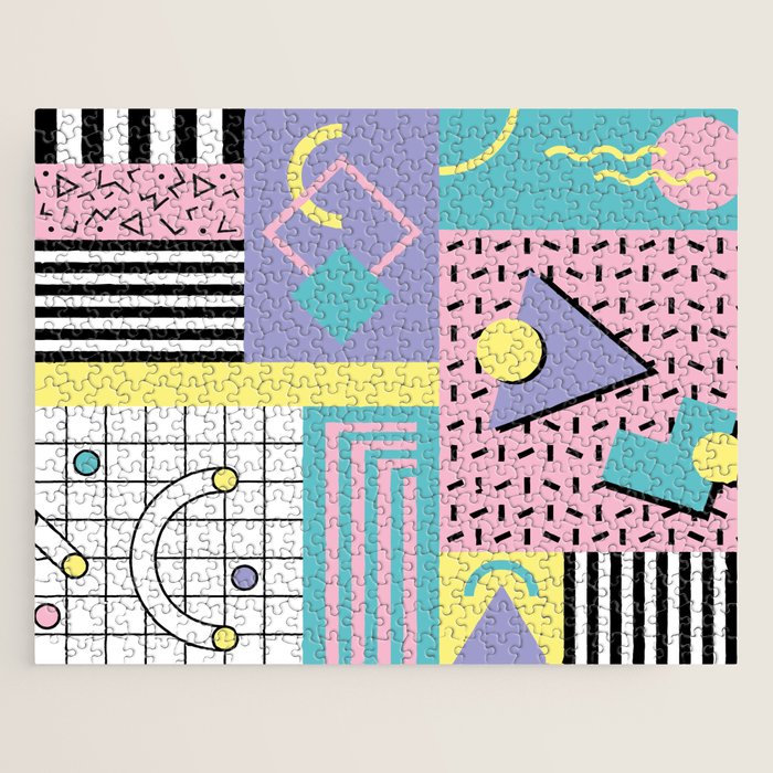 Memphis Pattern 27 - 80s - 90s Retro / 1st year anniversary design Jigsaw Puzzle Gallery Image 1