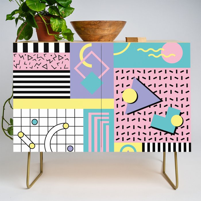 Memphis Pattern 27 - 80s - 90s Retro / 1st year anniversary design Credenza Gallery Image 1