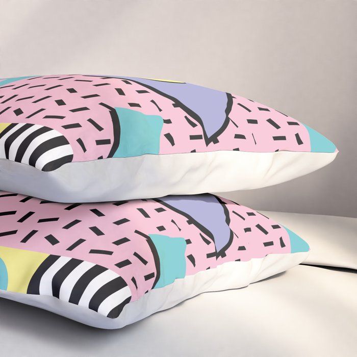 Memphis Pattern 27 - 80s - 90s Retro / 1st year anniversary design Pillow Sham Gallery Image 3