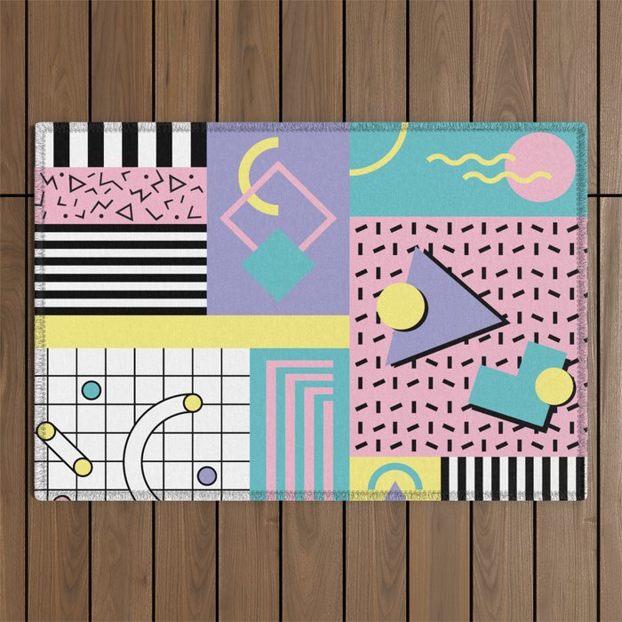 Memphis Pattern 27 - 80s - 90s Retro / 1st year anniversary design Outdoor Rug Gallery Image 1